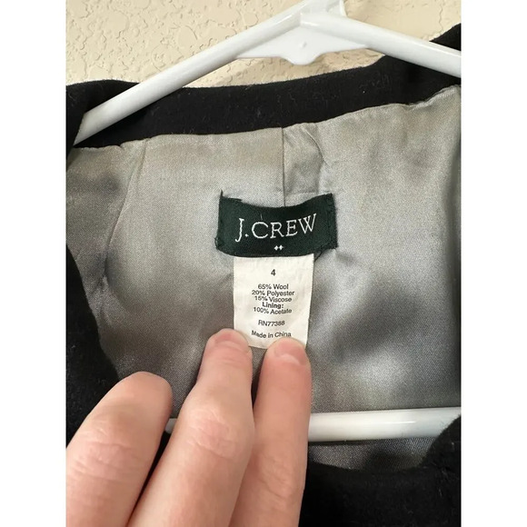 J. Crew Womens Size 4 Black Lady Day Coat Double Breasted Long Wool Peacoat - Picture 8 of 16